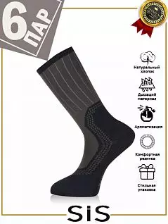 Мужские носки с оригинальным рисунком LT5787 Sis темно-синий с хаки (набор из 6х штук)